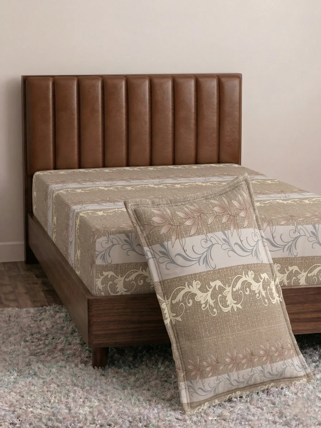 130 GSM Polyester Single Bed Bedsheet with 1 Pillow Cover Decoy Collection - Image 5