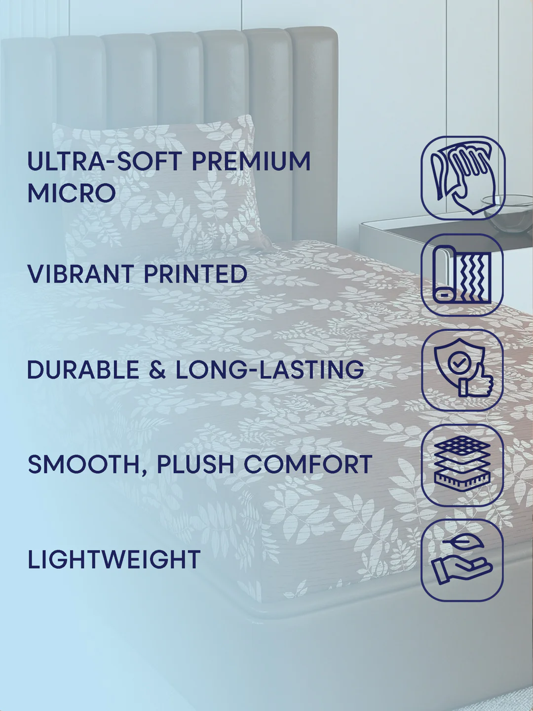 130 GSM Polyester Single Bed Bedsheet with 1 Pillow Cover Decoy Collection - Image 9