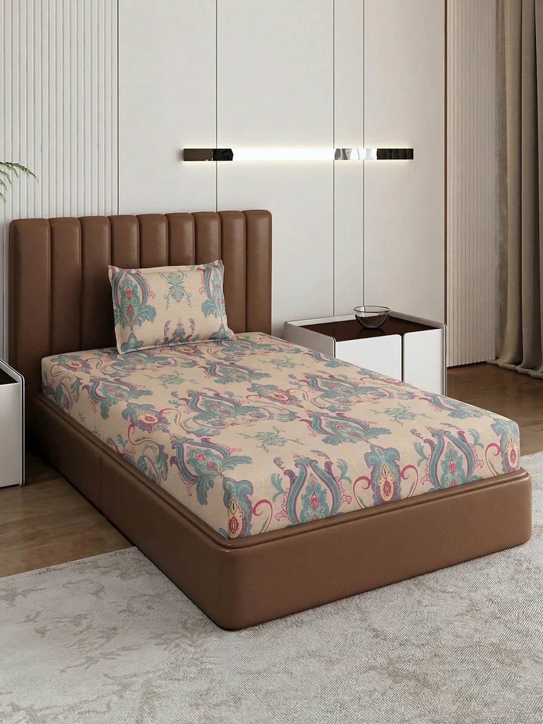 130 GSM Polyester Single Bed Bedsheet with 1 Pillow Cover Decoy Collection - Image 2