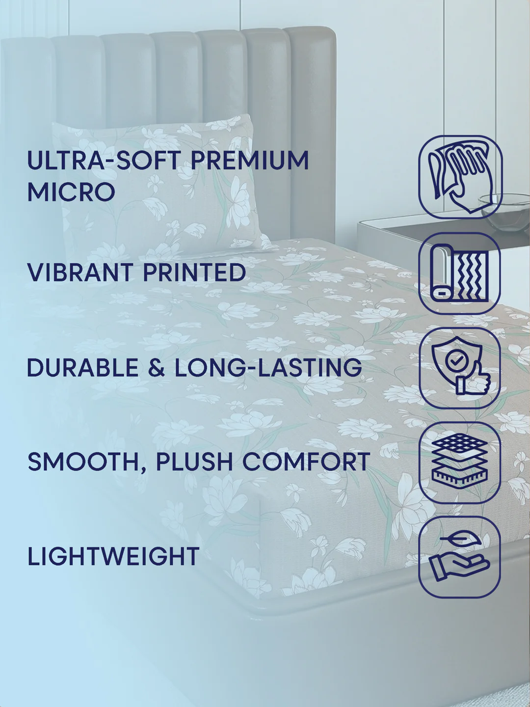 130 GSM Polyester Single Bed Bedsheet with 1 Pillow Cover Decoy Collection - Image 9