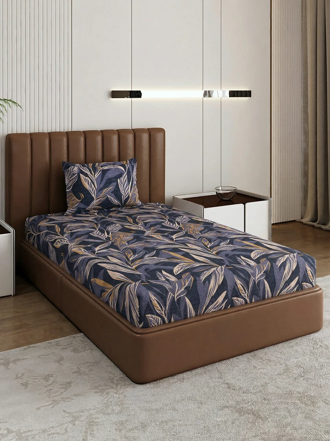 130 GSM Polyester Single Bed Bedsheet with 1 Pillow Cover Decoy Collection - Image 2