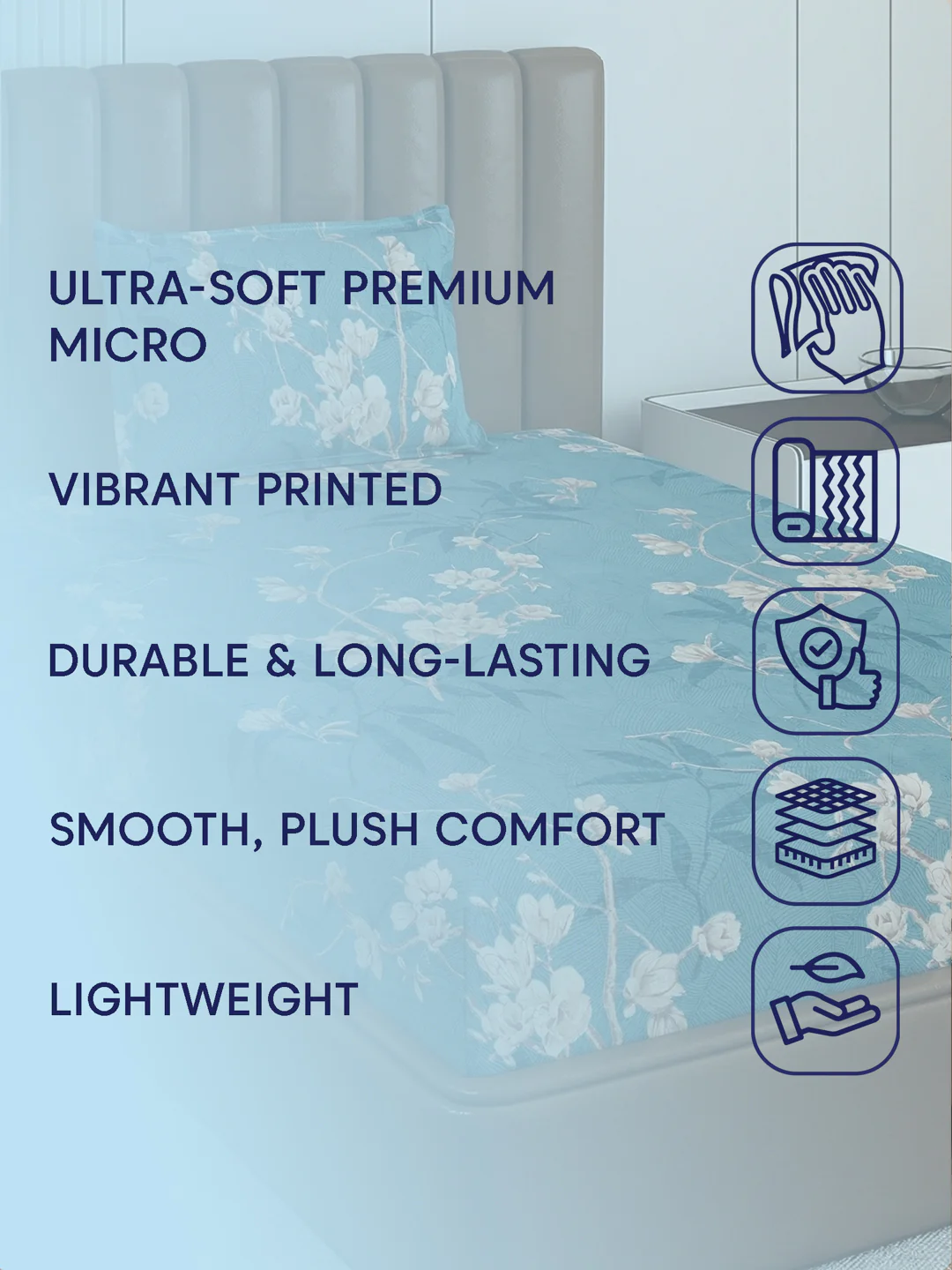 130 GSM Polyester Single Bed Bedsheet with 1 Pillow Cover Decoy Collection - Image 9