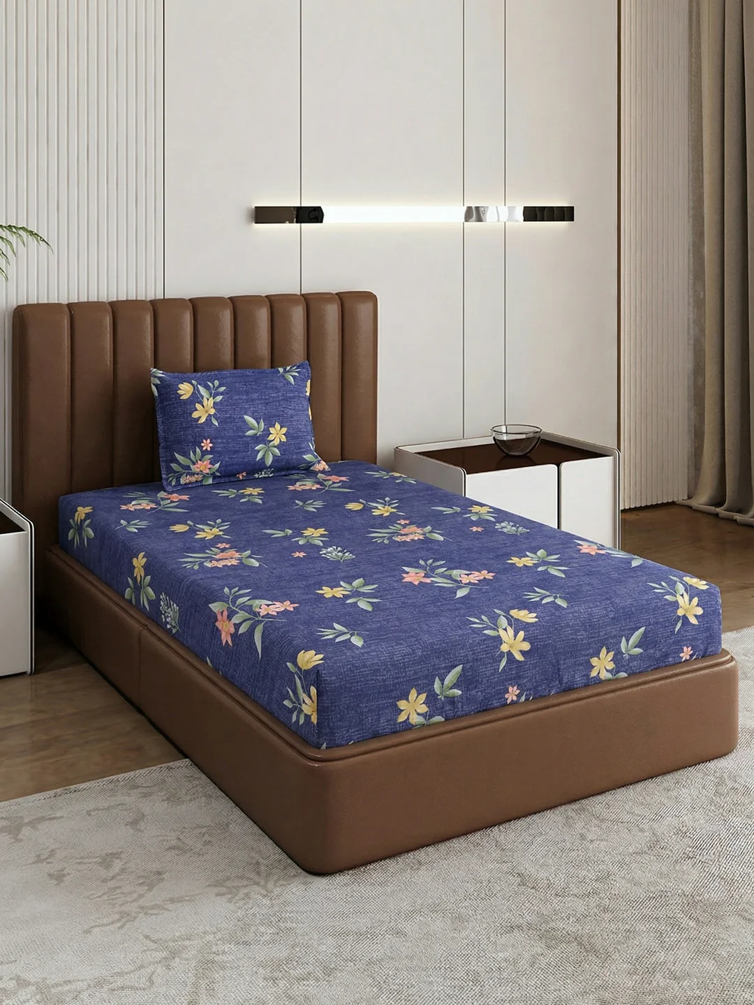 130 GSM Polyester Single Bed Bedsheet with 1 Pillow Cover Decoy Collection - Image 2