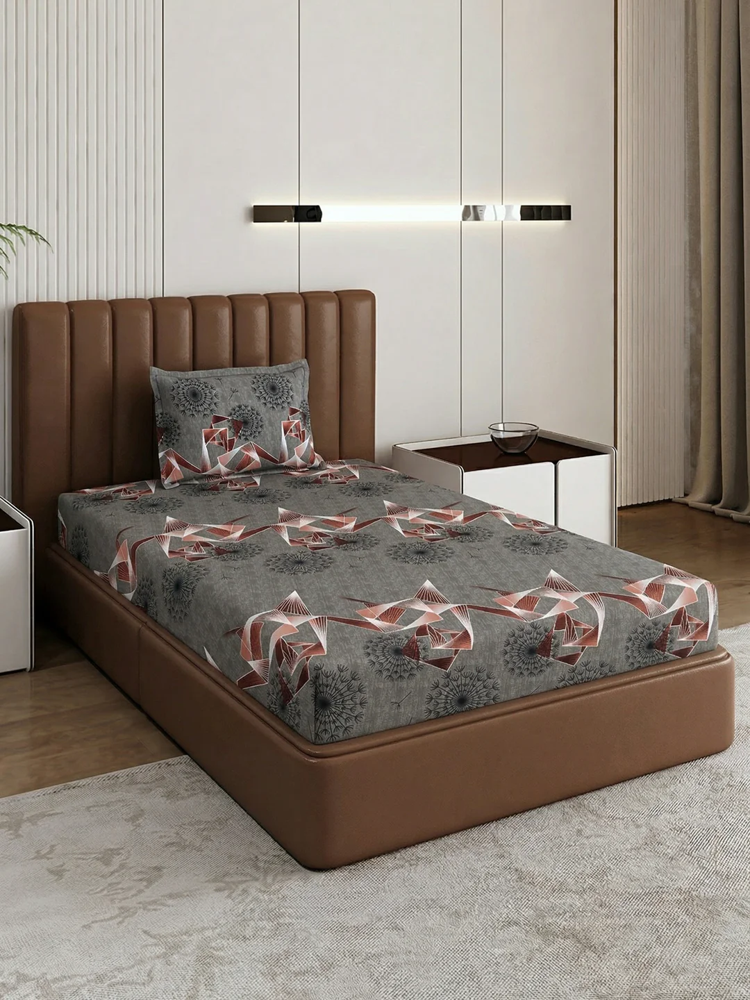 130 GSM Polyester Single Bed Bedsheet with 1 Pillow Cover Decoy Collection - Image 2