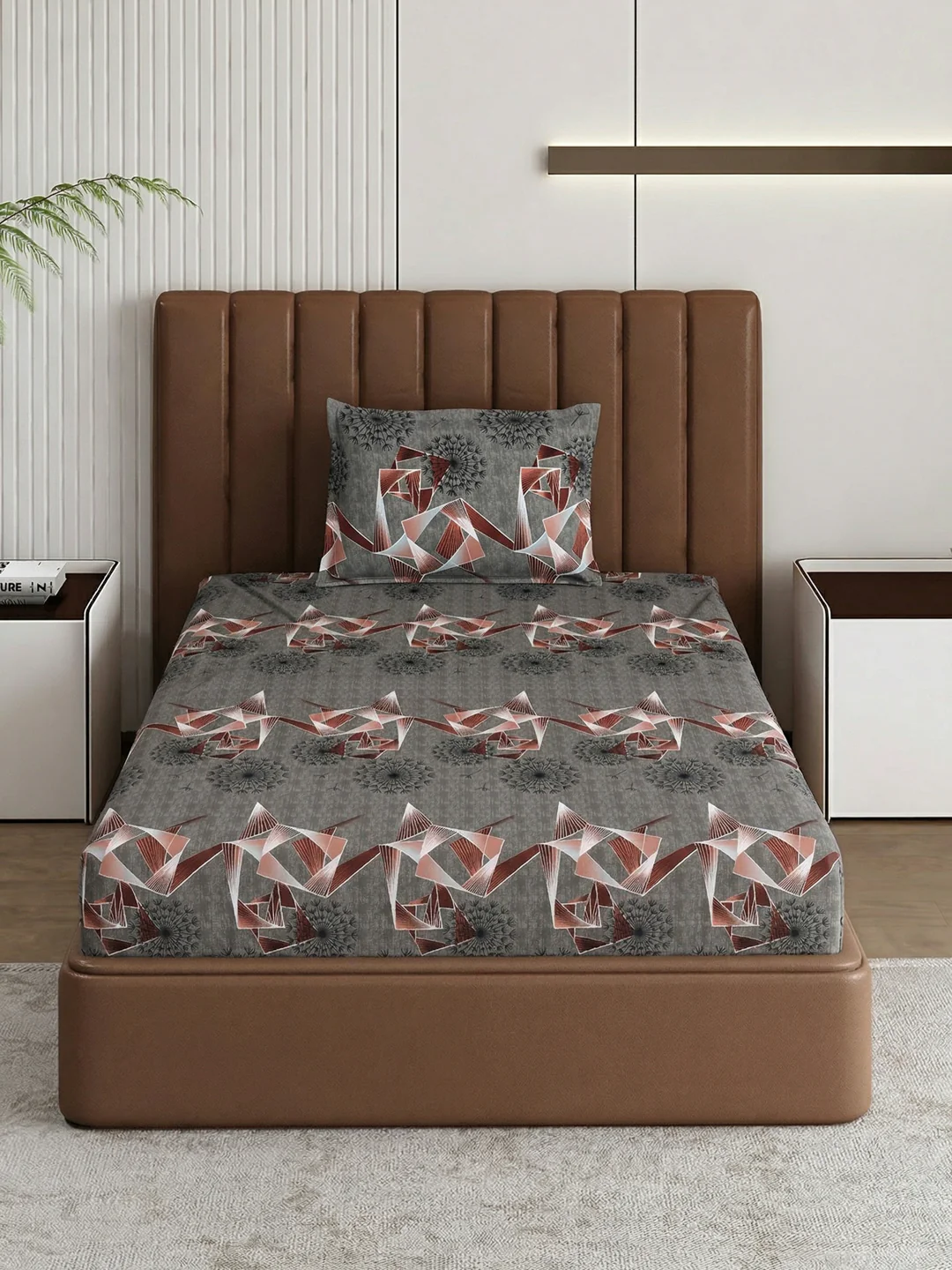 130 GSM Polyester Single Bed Bedsheet with 1 Pillow Cover Decoy Collection - Image 3