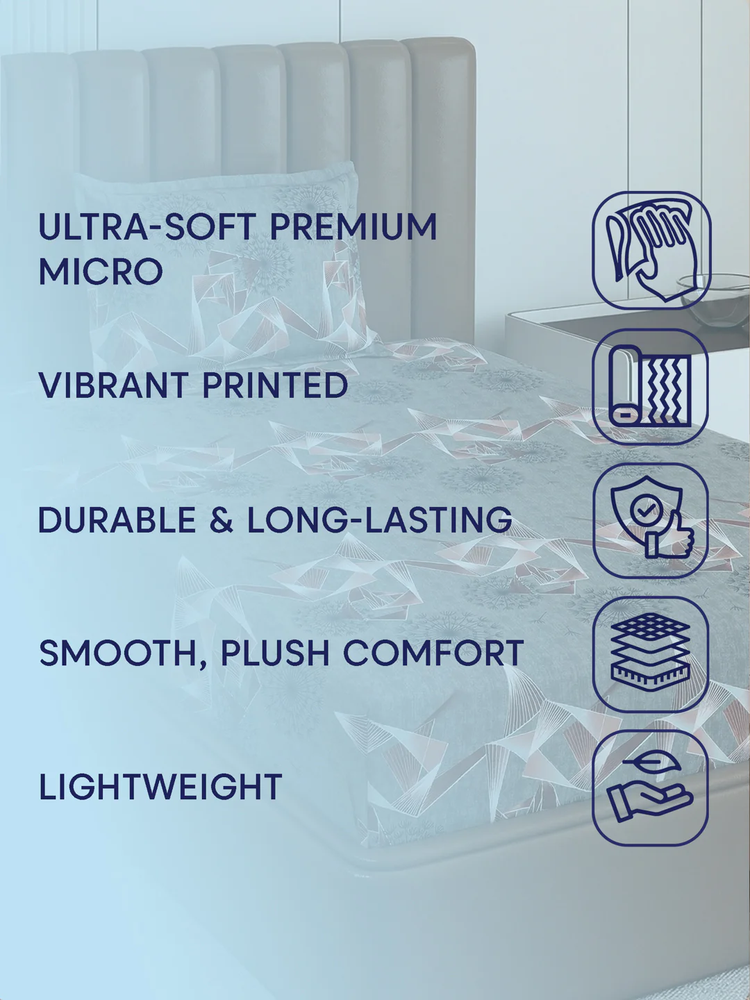130 GSM Polyester Single Bed Bedsheet with 1 Pillow Cover Decoy Collection - Image 9
