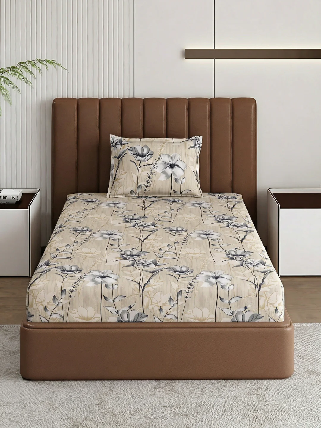 130 GSM Polyester Single Bed Bedsheet with 1 Pillow Cover Decoy Collection - Image 3