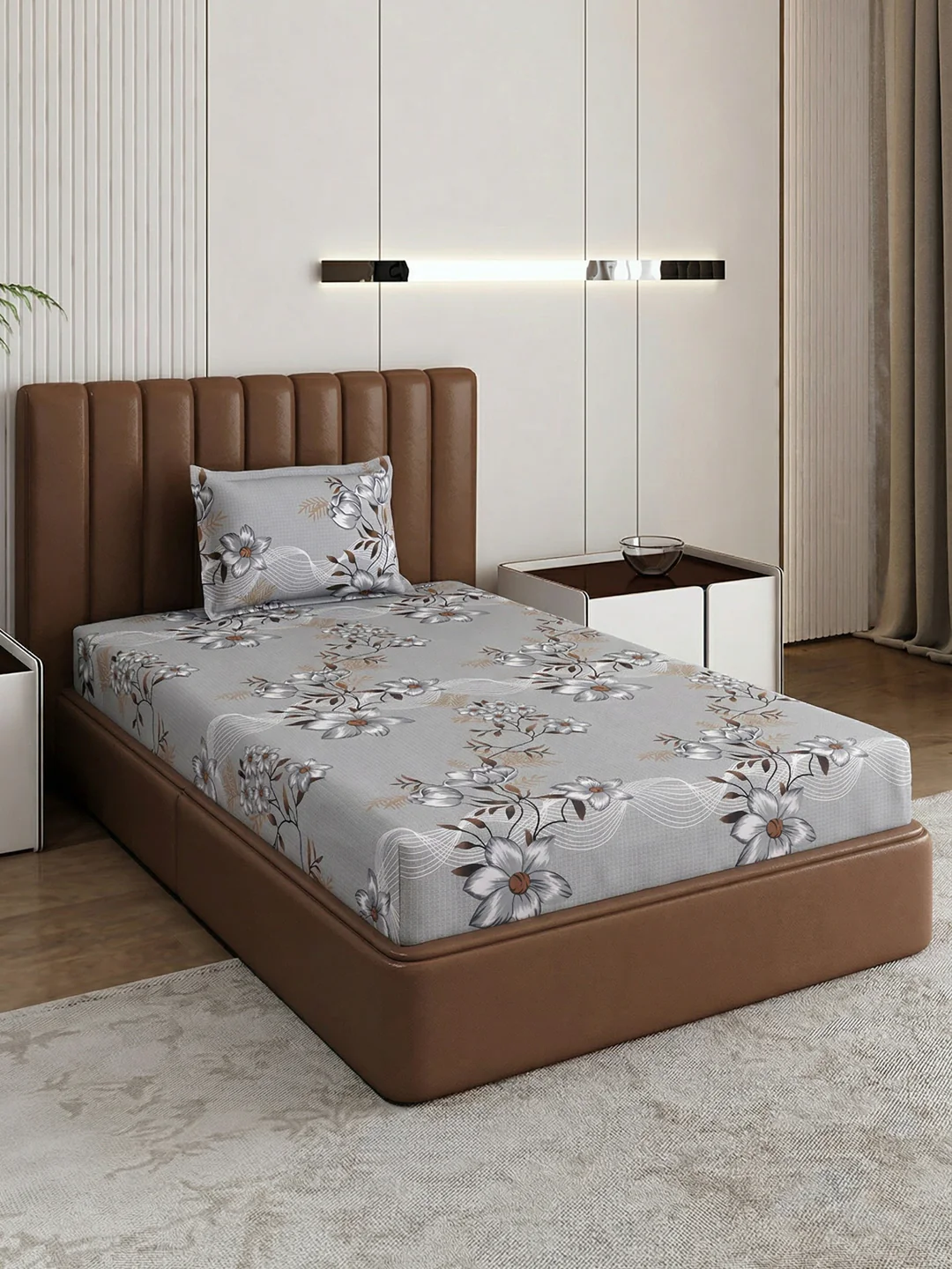 130 GSM Polyester Single Bed Bedsheet with 1 Pillow Cover Decoy Collection - Image 2