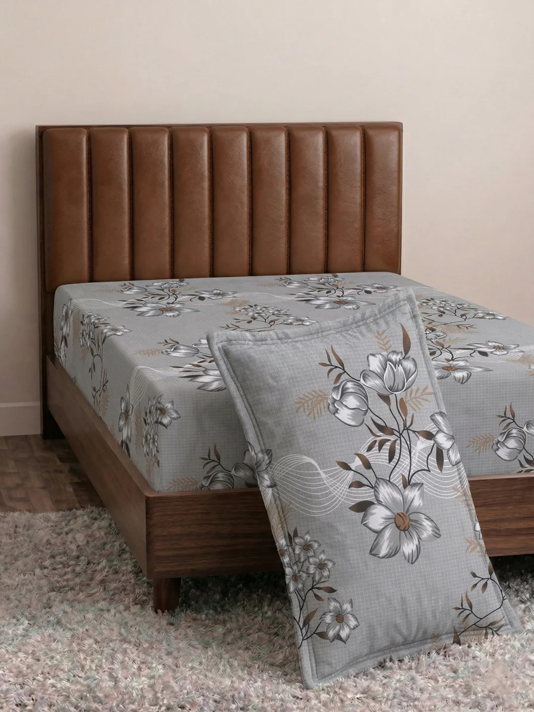 130 GSM Polyester Single Bed Bedsheet with 1 Pillow Cover Decoy Collection - Image 5