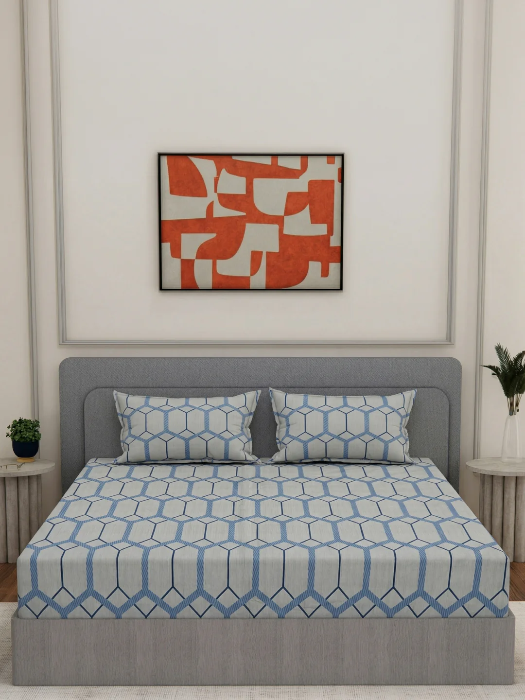 135 GSM Polyester King Size Bedsheet with 2 Pillow Covers Royal King Collection - Image 3