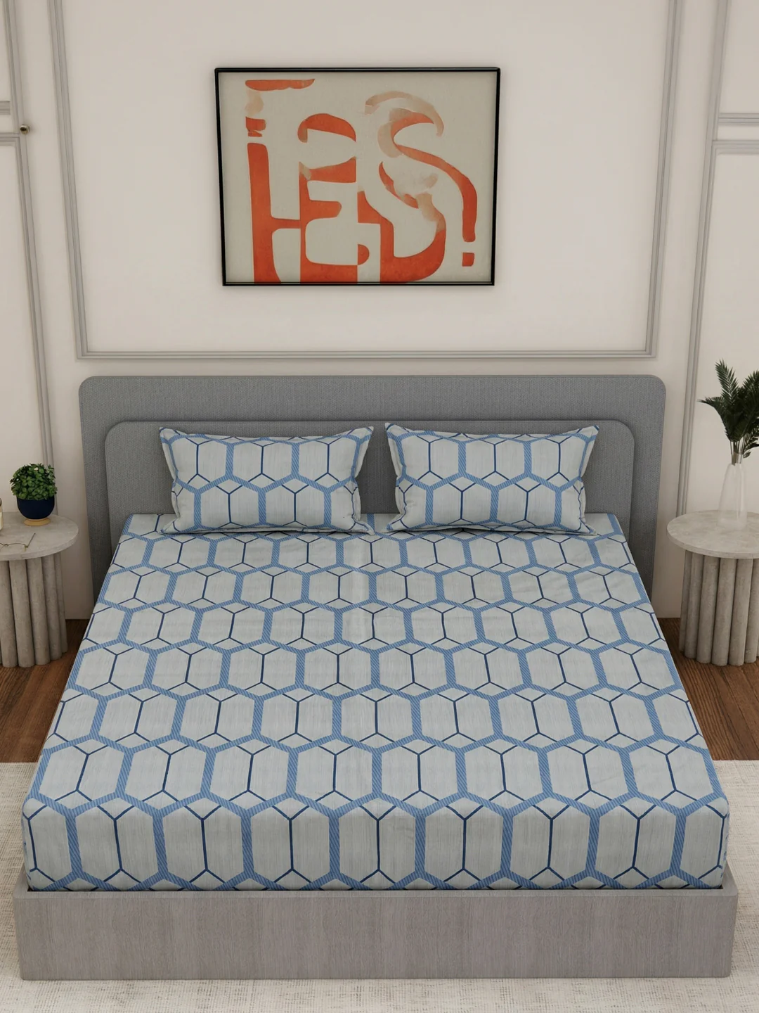 135 GSM Polyester King Size Bedsheet with 2 Pillow Covers Royal King Collection - Image 4
