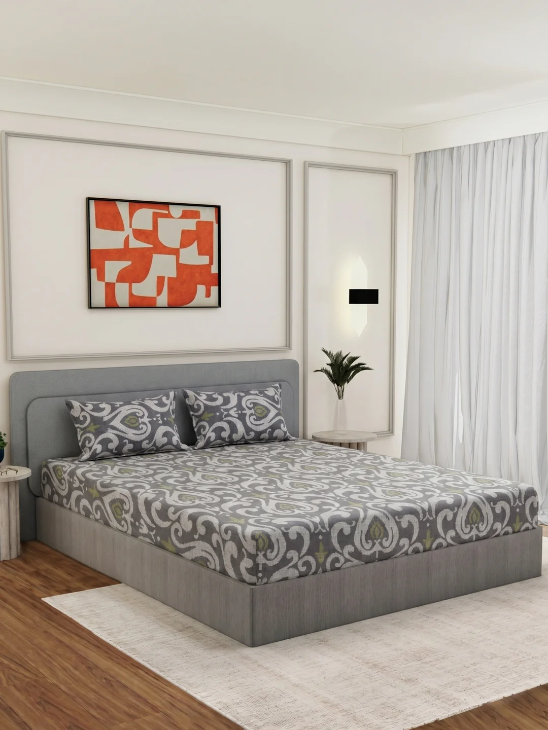 135 GSM Polyester King Size Bedsheet with 2 Pillow Covers Royal King Collection - Image 2