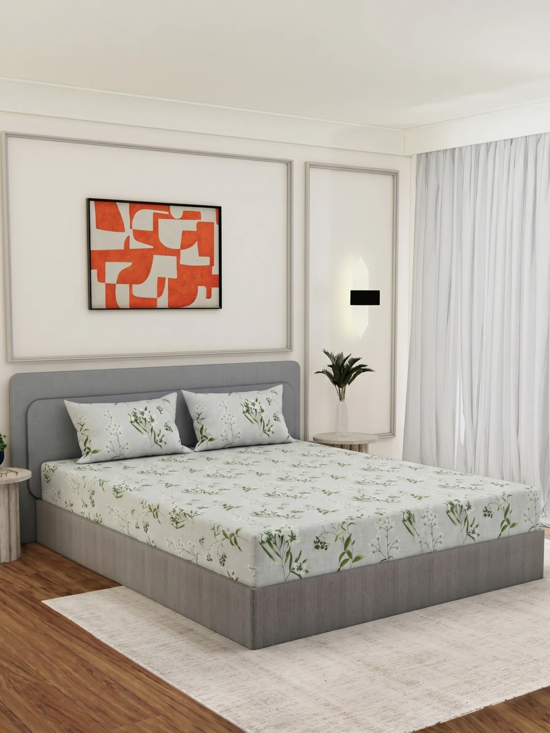 135 GSM Polyester King Size Bedsheet with 2 Pillow Covers Royal King Collection - Image 2