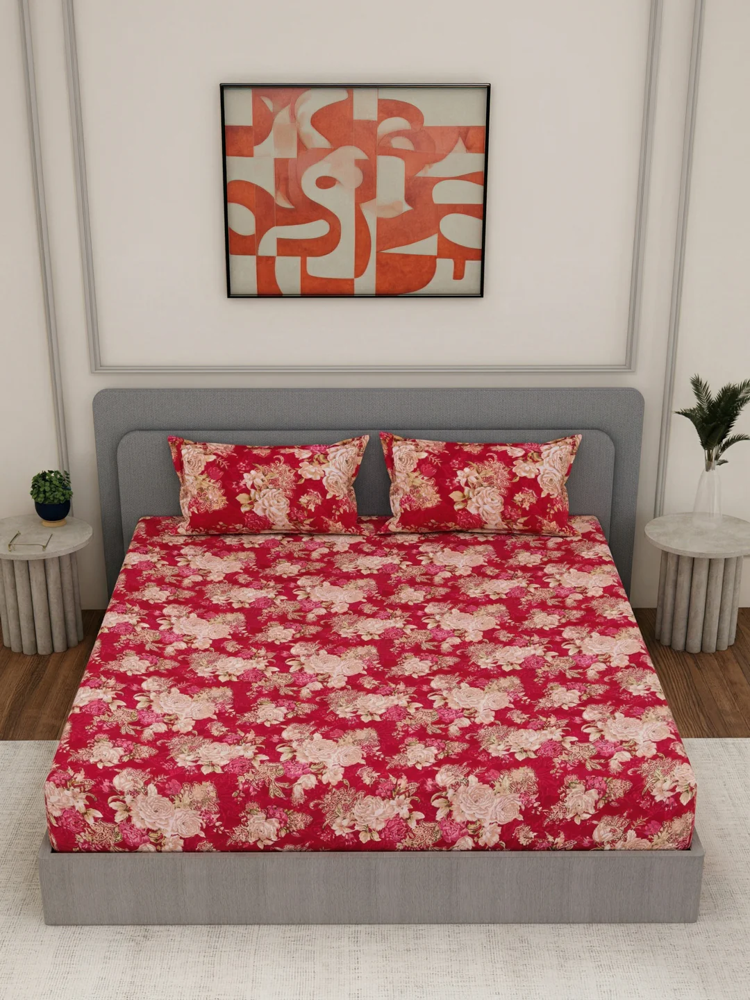 135 GSM Polyester King Size Bedsheet with 2 Pillow Covers Royal King Collection - Image 4