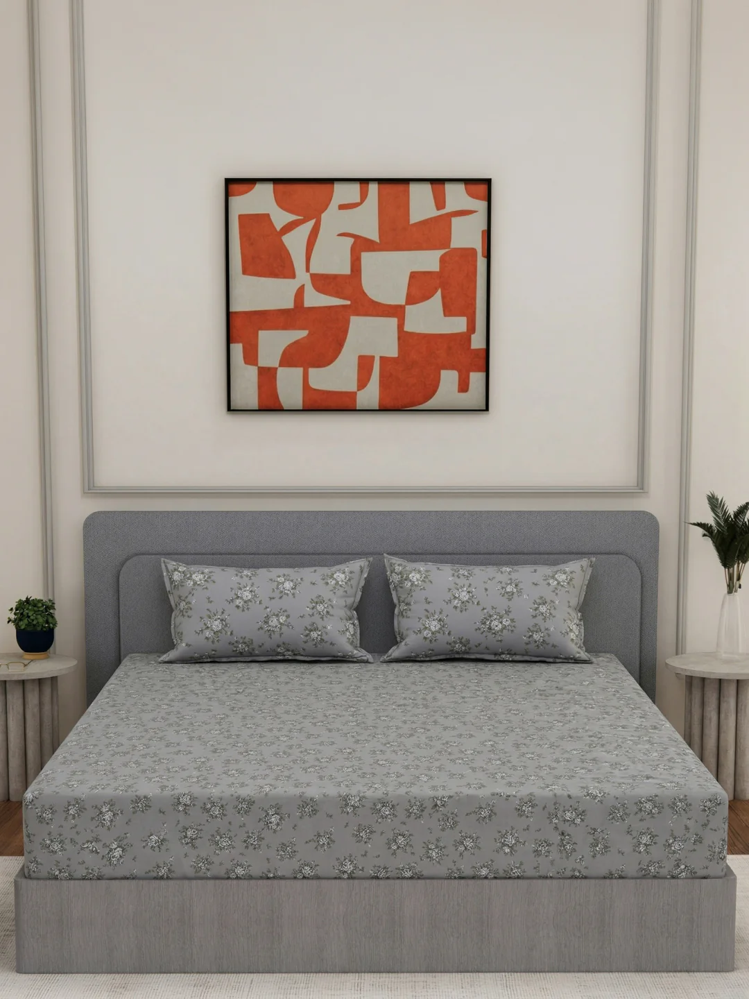 135 GSM Polyester King Size Bedsheet with 2 Pillow Covers Royal King Collection - Image 3