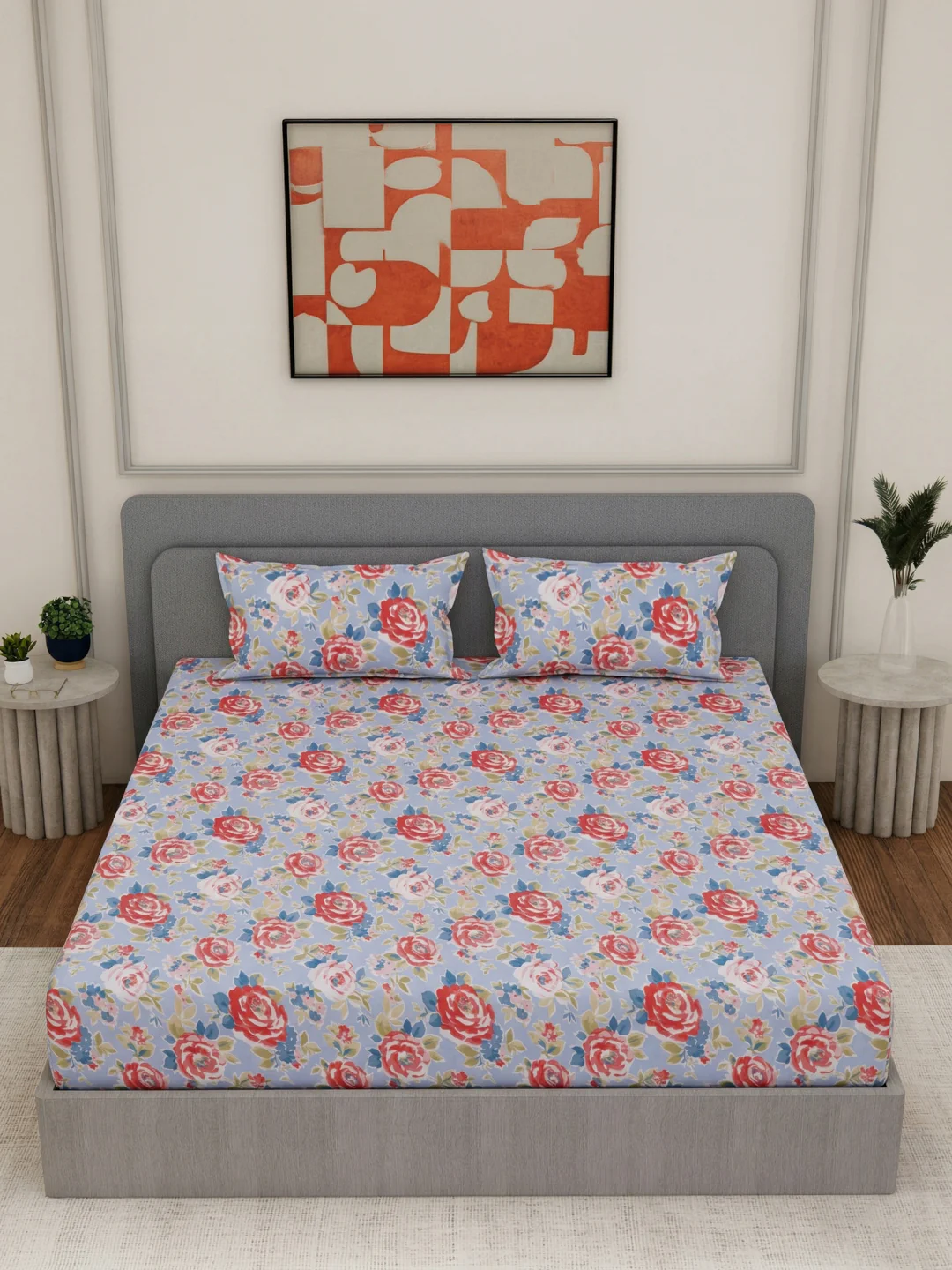 135 GSM Polyester King Size Bedsheet with 2 Pillow Covers Royal King Collection - Image 4