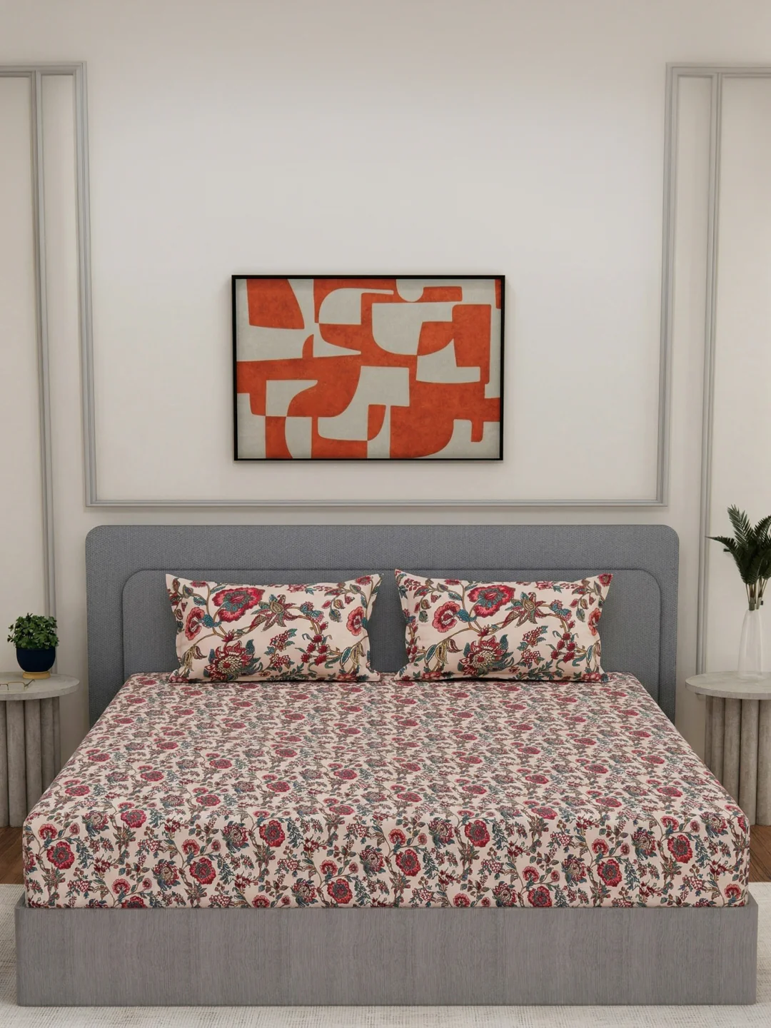 135 GSM Polyester King Size Bedsheet with 2 Pillow Covers Royal King Collection - Image 3