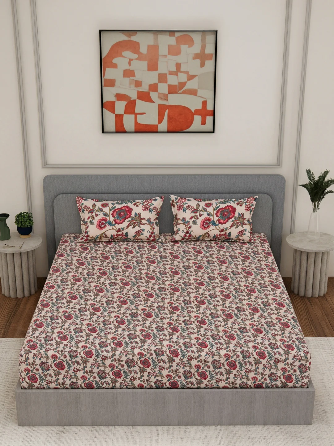 135 GSM Polyester King Size Bedsheet with 2 Pillow Covers Royal King Collection - Image 4