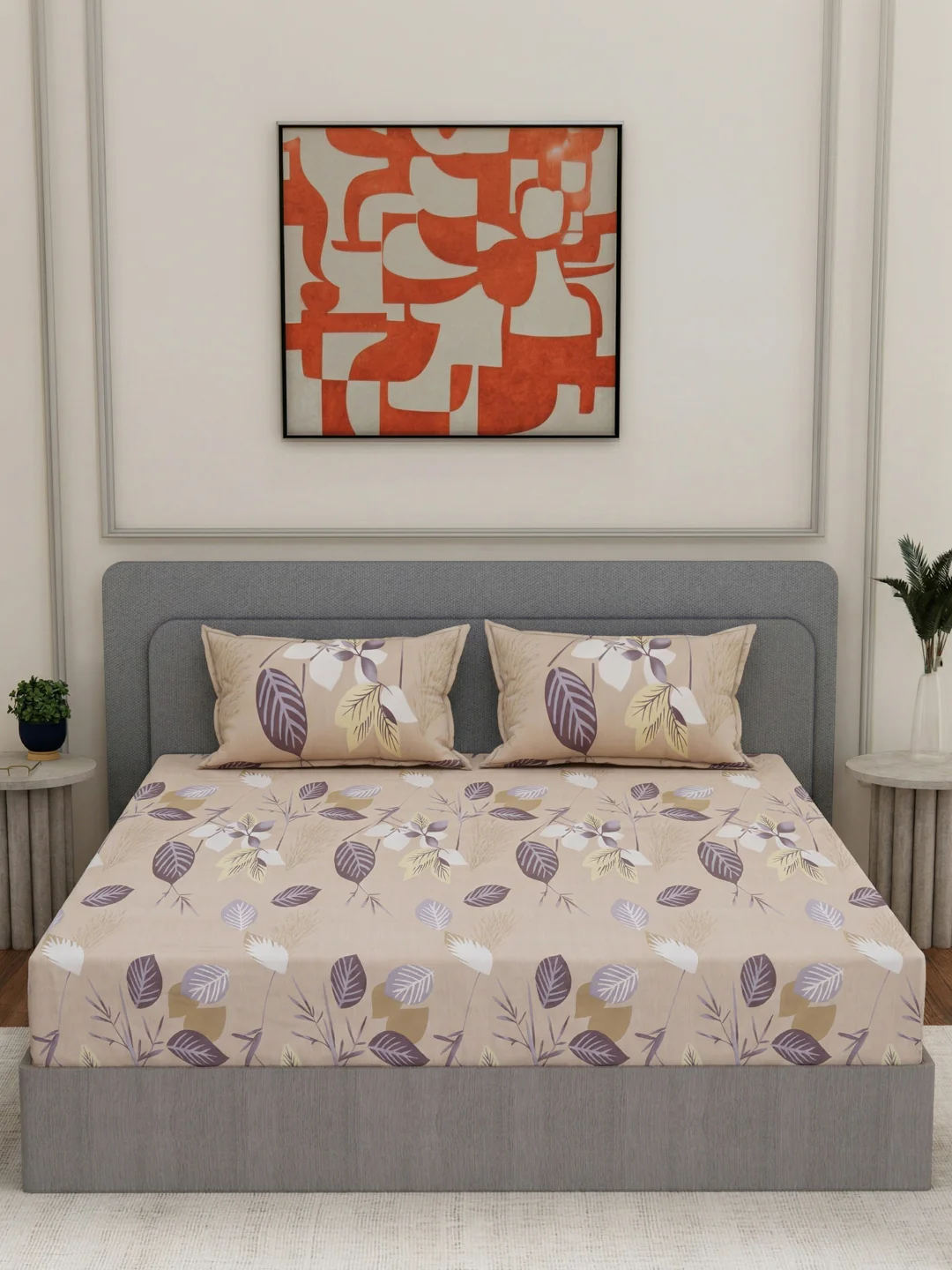 135 GSM Polyester King Size Bedsheet with 2 Pillow Covers Royal King Collection - Image 3