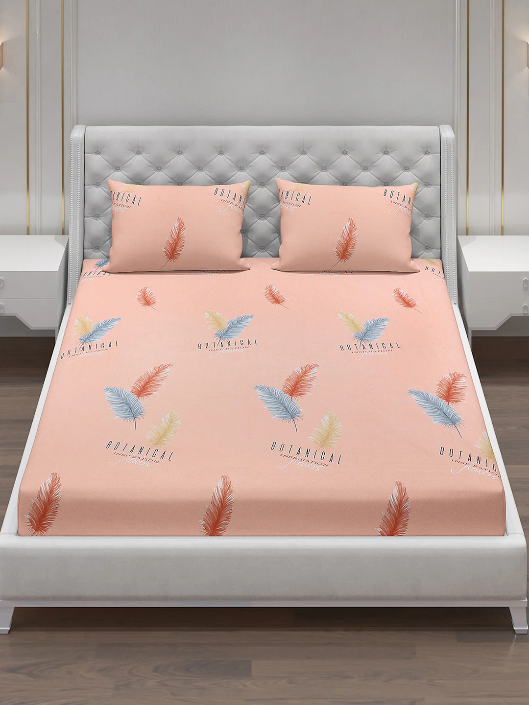 140 GSM Polyester Double Bed Bedsheet with 2 Pillow Covers - Image 2