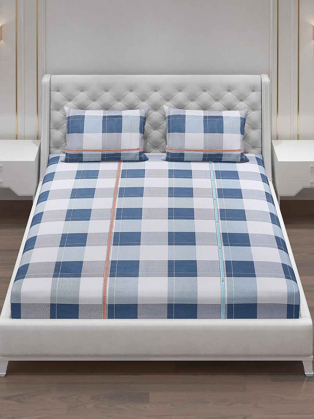 140 GSM Polyester Double Bed Bedsheet with 2 Pillow Covers - Image 2