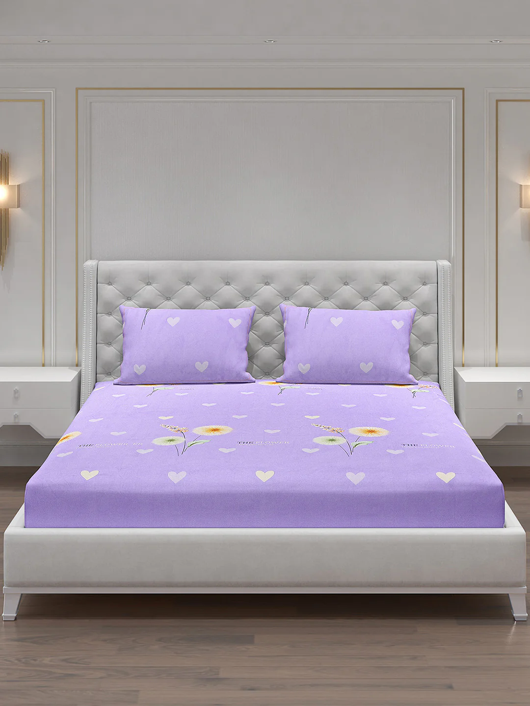 140 GSM Polyester Double Bed Bedsheet with 2 Pillow Covers - Image 3