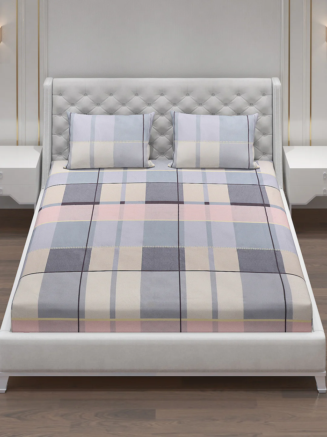 140 GSM Polyester Double Bed Bedsheet with 2 Pillow Covers - Image 2