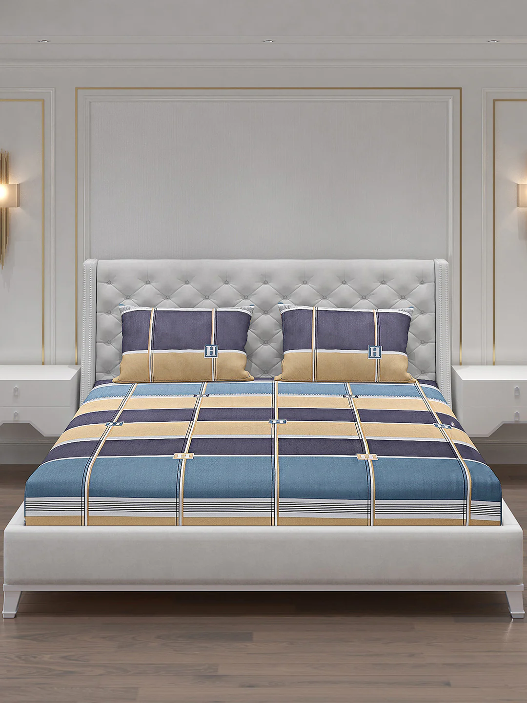 140 GSM Polyester Double Bed Bedsheet with 2 Pillow Covers - Image 3