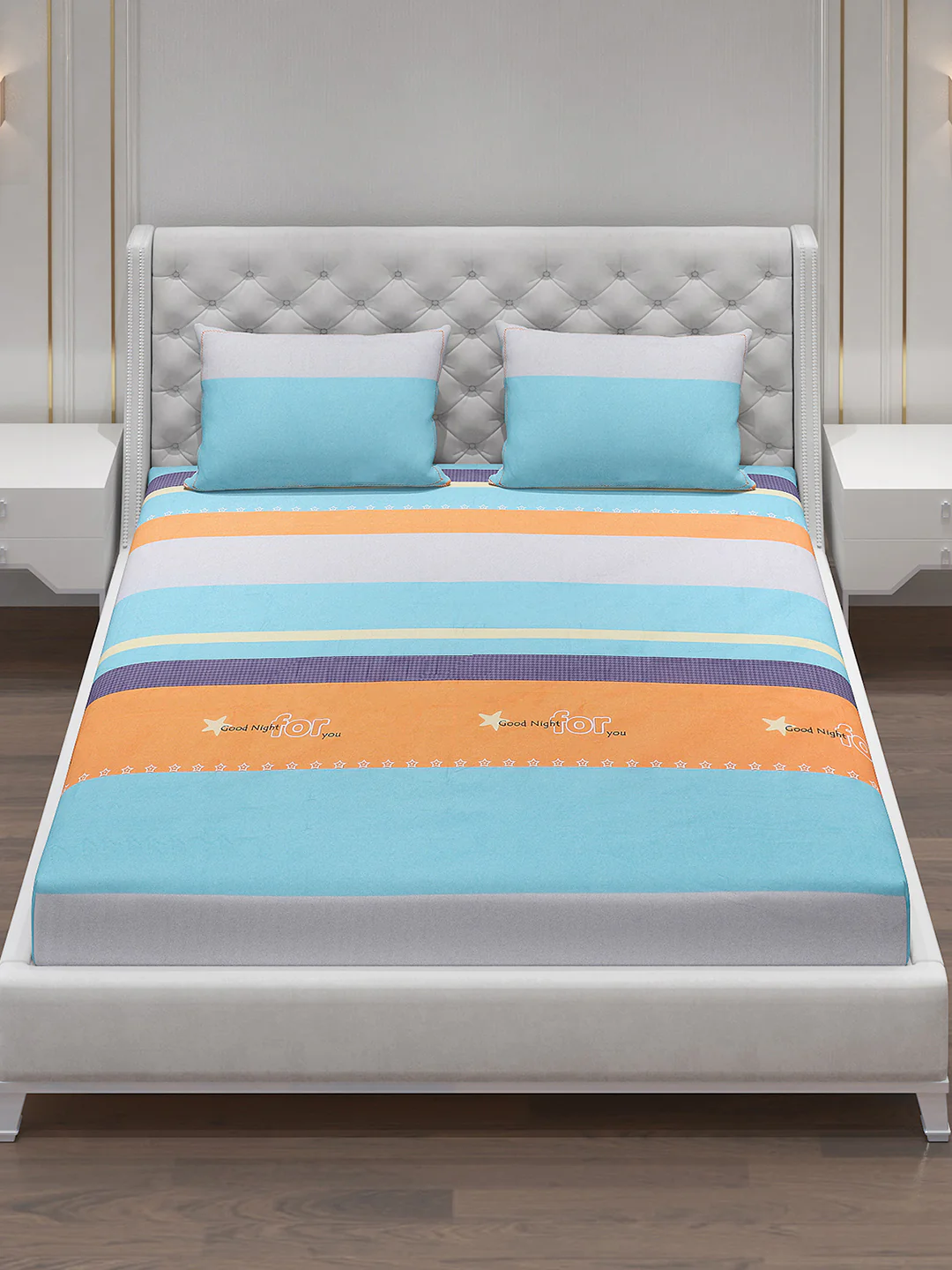140 GSM Polyester Double Bed Bedsheet with 2 Pillow Covers - Image 2
