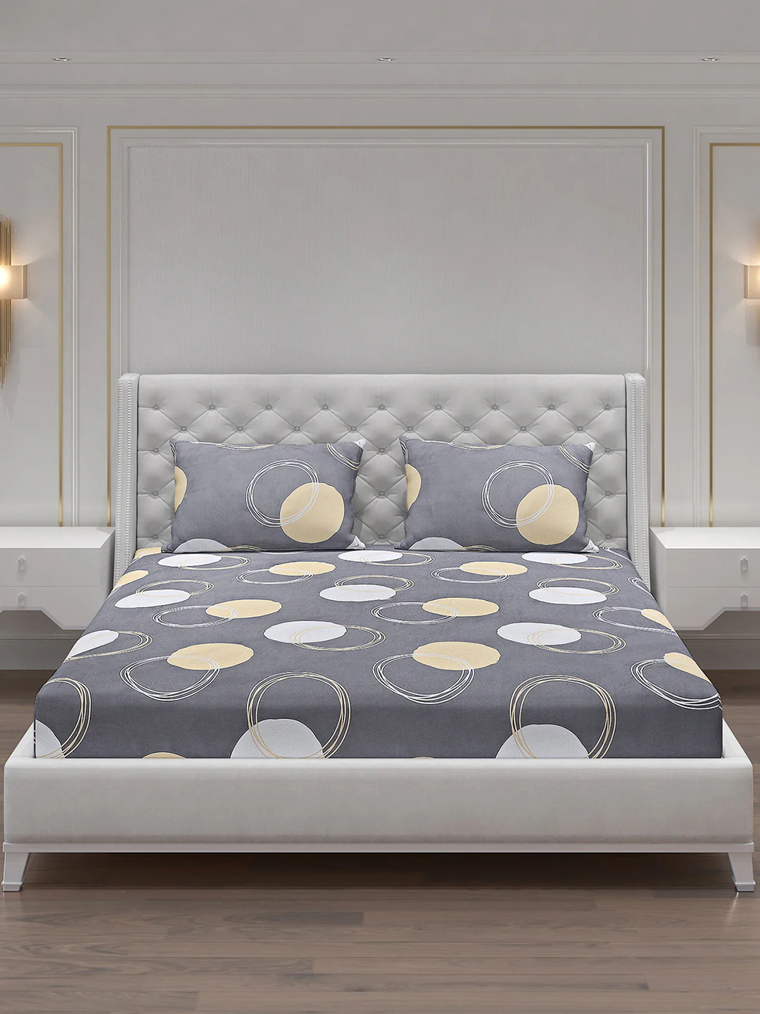 140 GSM Polyester Double Bed Bedsheet with 2 Pillow Covers - Image 3