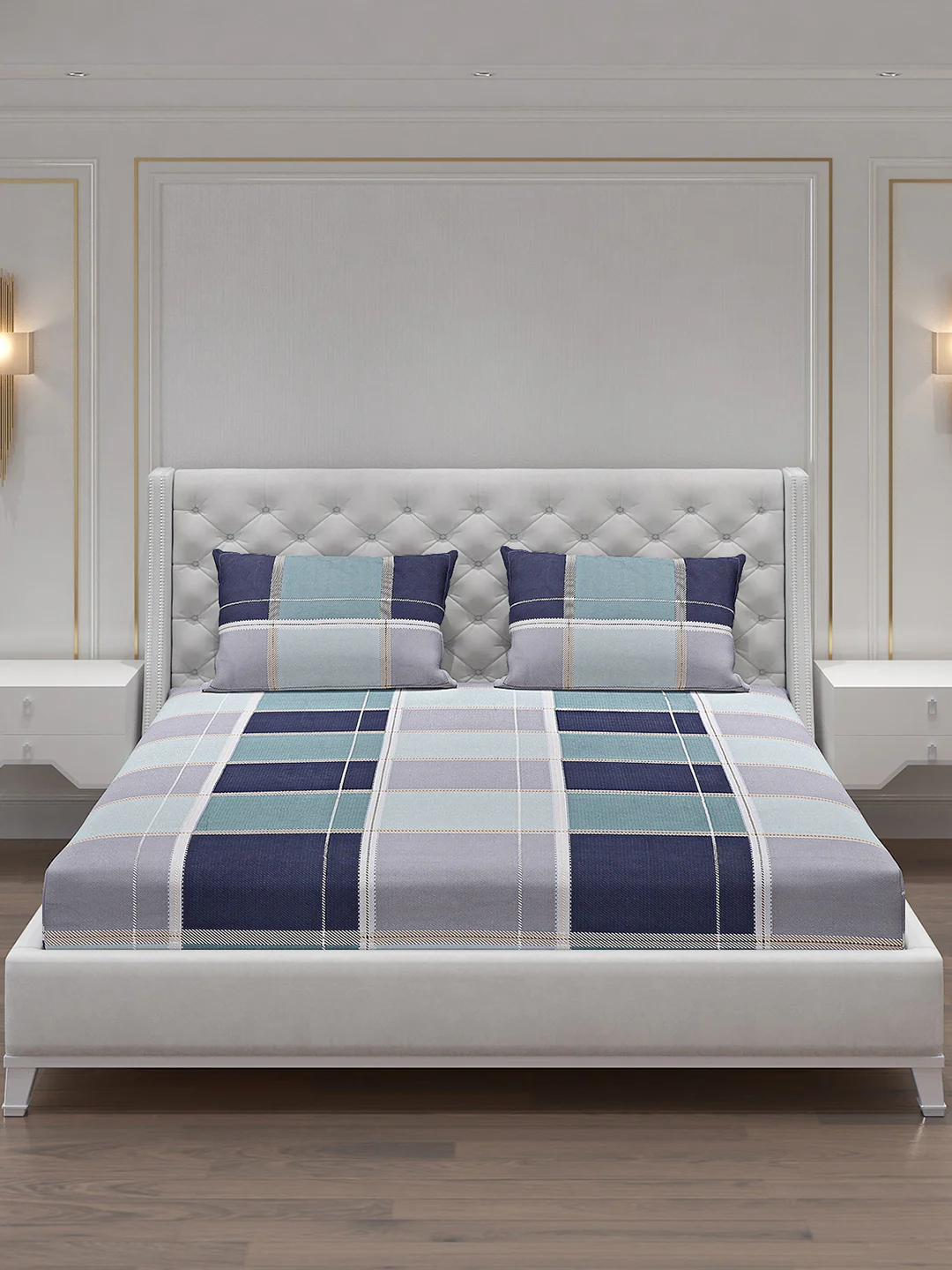 140 GSM Polyester Double Bed Bedsheet with 2 Pillow Covers - Image 3