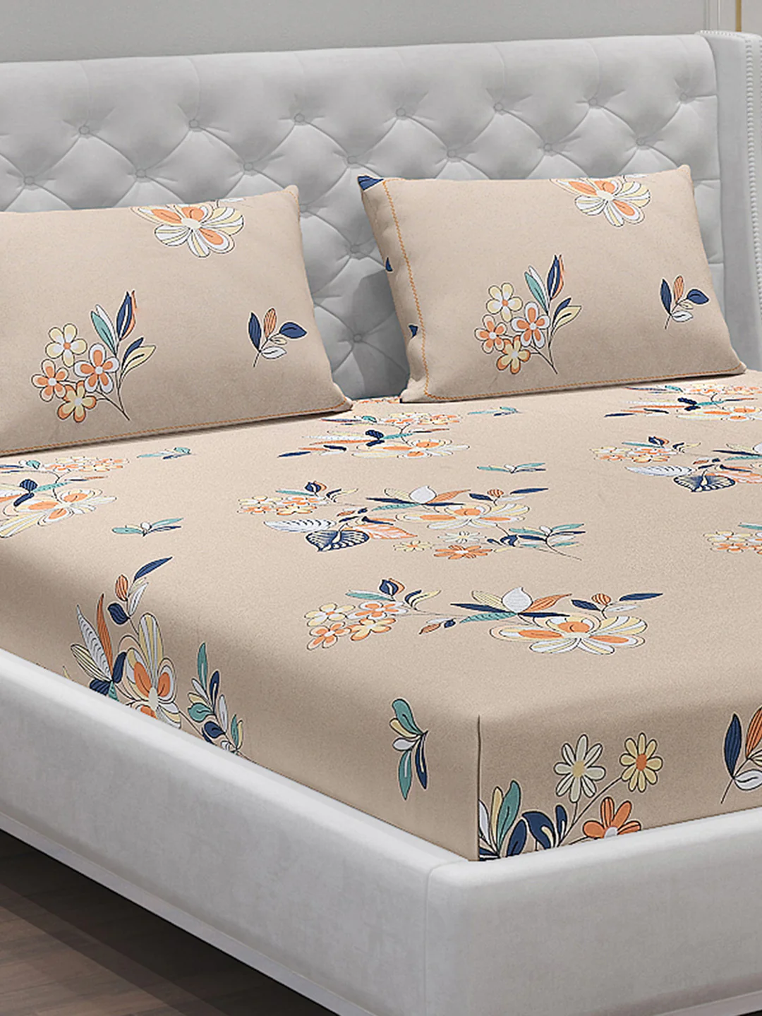 140 GSM Polyester Double Bed Bedsheet with 2 Pillow Covers - Image 5