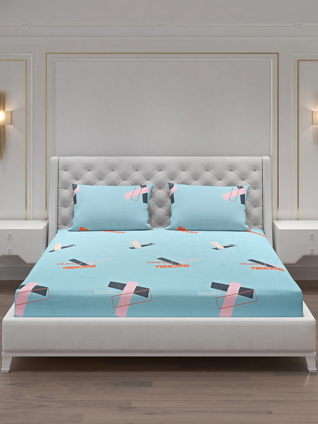 140 GSM Polyester Double Bed Bedsheet with 2 Pillow Covers - Image 3