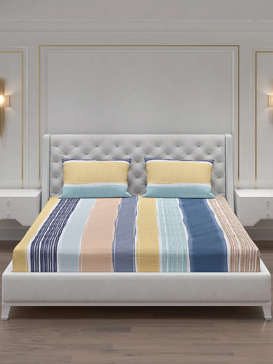 140 GSM Polyester Double Bed Bedsheet with 2 Pillow Covers - Image 3
