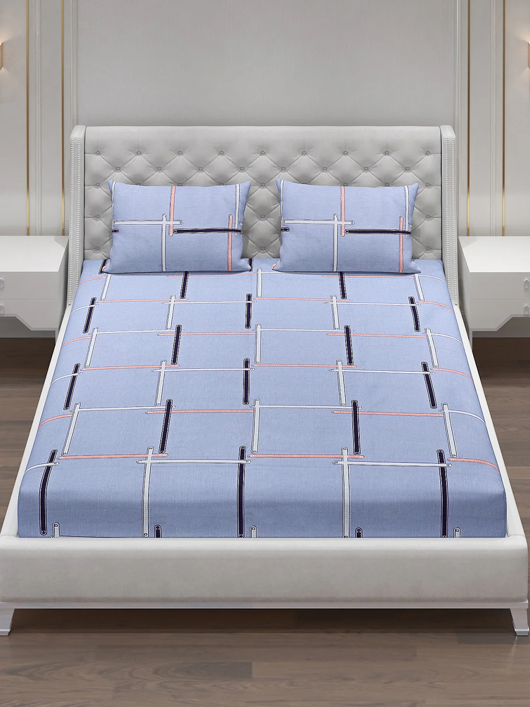 140 GSM Polyester Double Bed Bedsheet with 2 Pillow Covers - Image 2