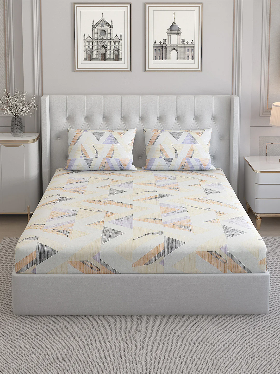 140 TC Cotton Double Bed Bedsheet with 2 Pillow Covers - Image 3
