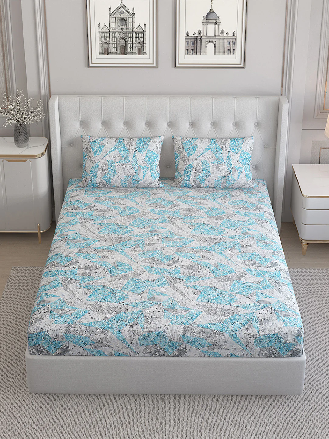140 TC Cotton Double Bed Bedsheet with 2 Pillow Covers - Image 3