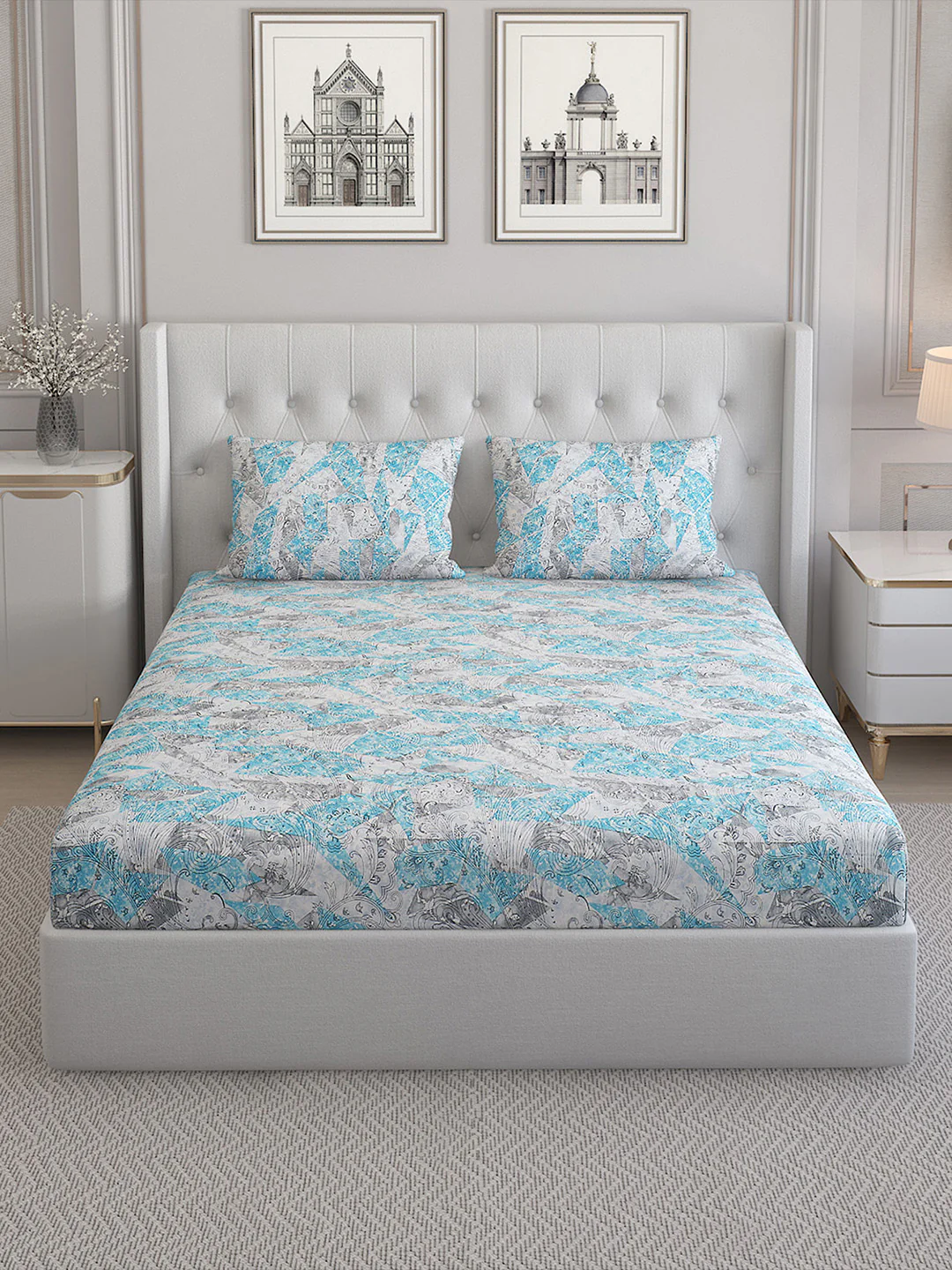 140 TC Cotton Double Bed Bedsheet with 2 Pillow Covers - Image 4