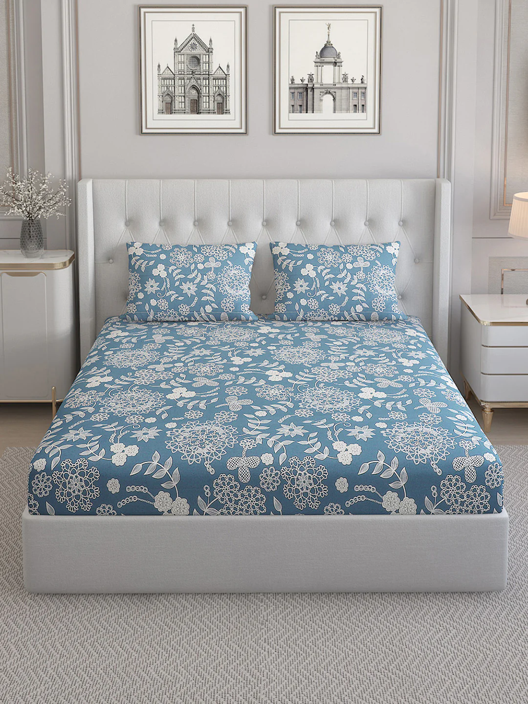 140 TC Cotton Double Bed Bedsheet with 2 Pillow Covers - Image 3