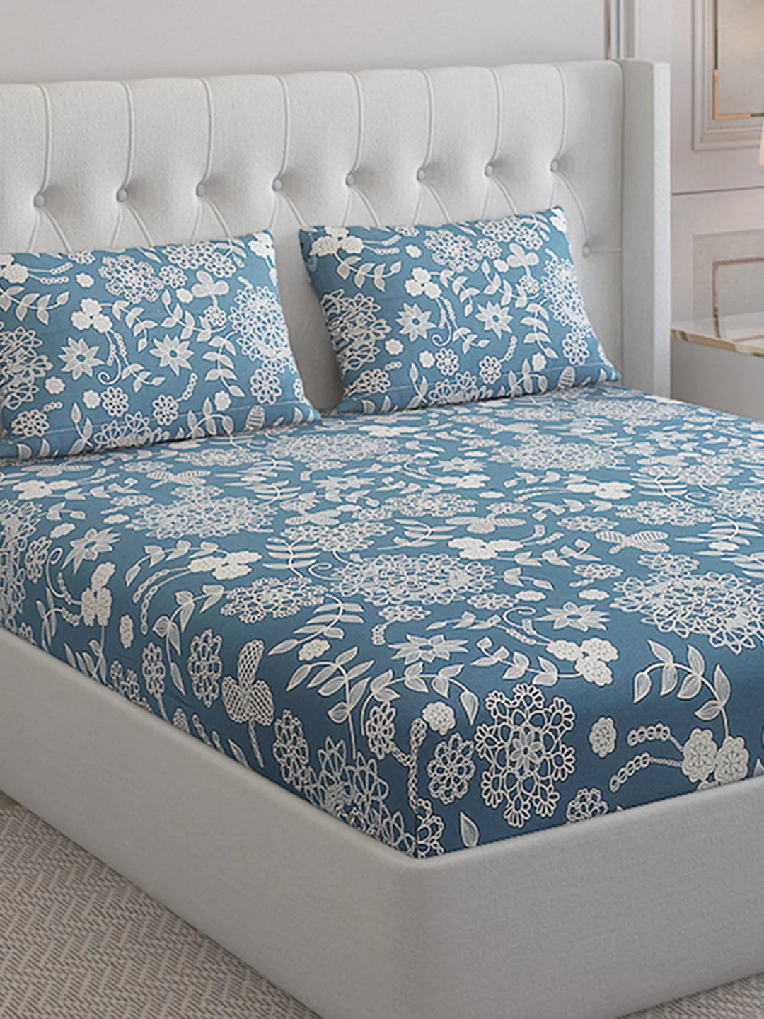 140 TC Cotton Double Bed Bedsheet with 2 Pillow Covers - Image 5
