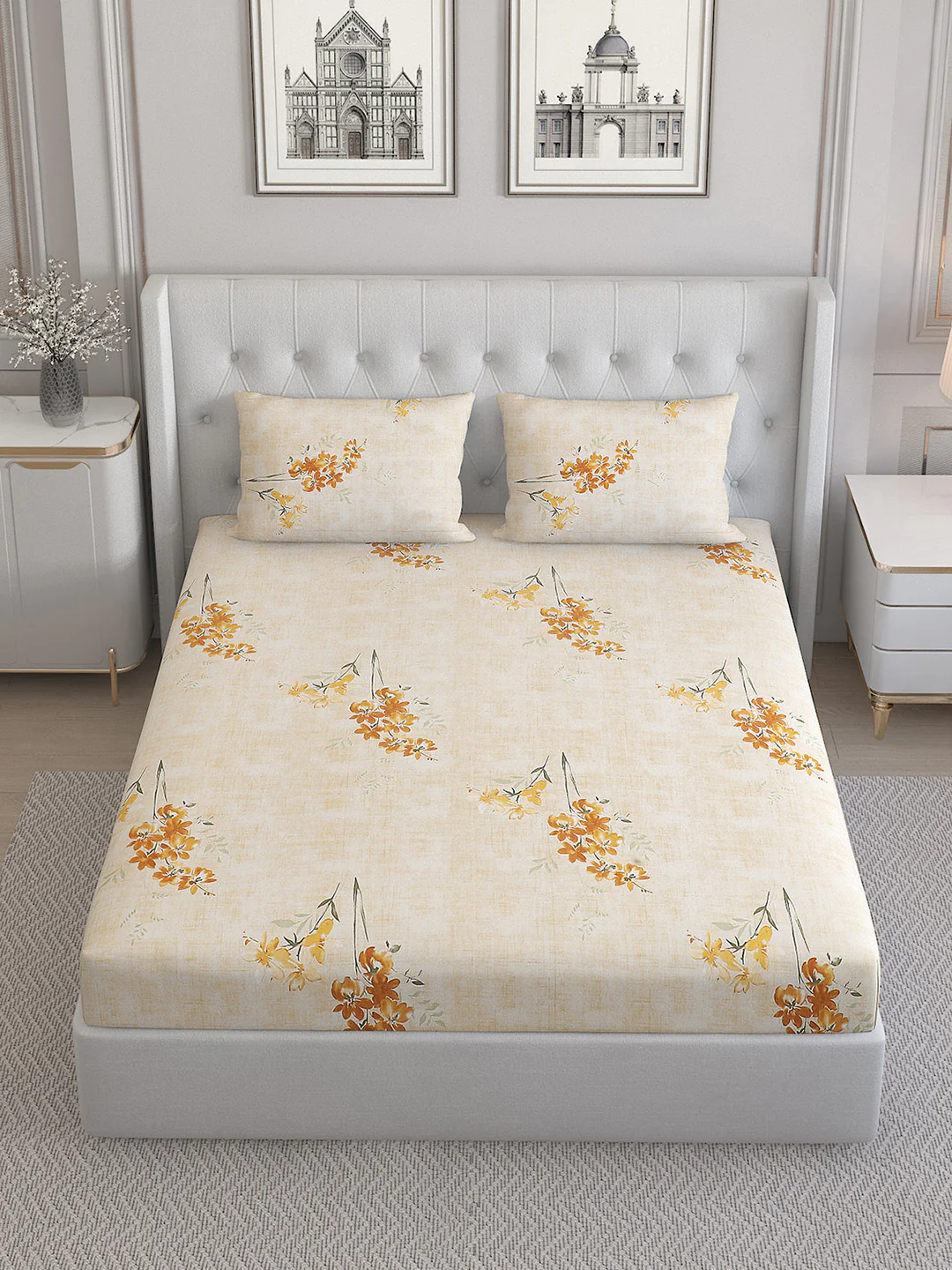 140 TC Cotton Double Bed Bedsheet with 2 Pillow Covers - Image 2