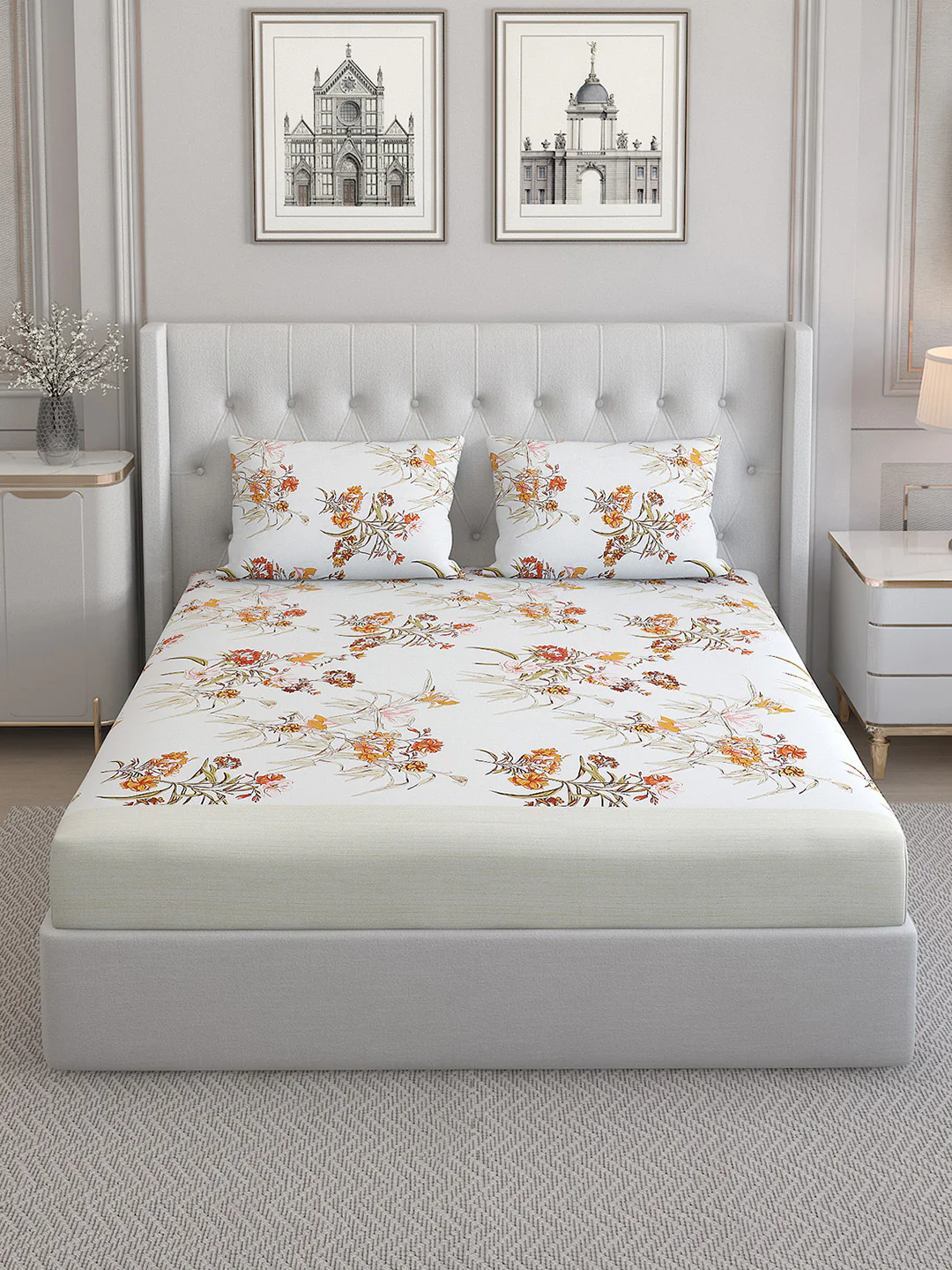 140 TC Cotton Double Bed Bedsheet with 2 Pillow Covers - Image 3