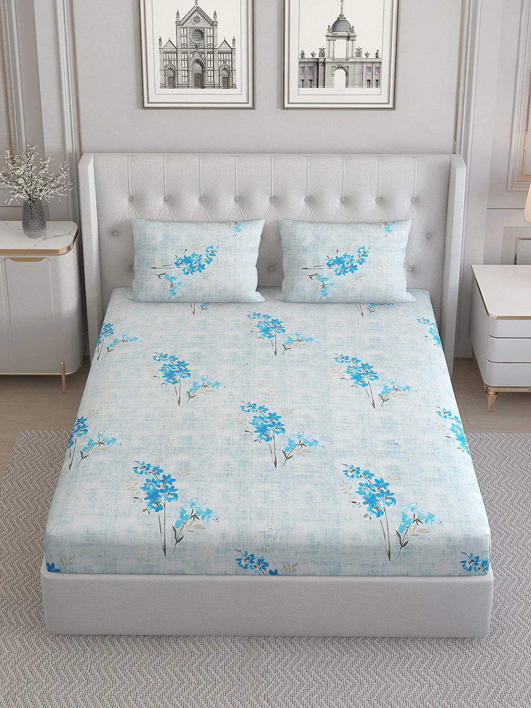 140 TC Cotton Double Bed Bedsheet with 2 Pillow Covers - Image 2