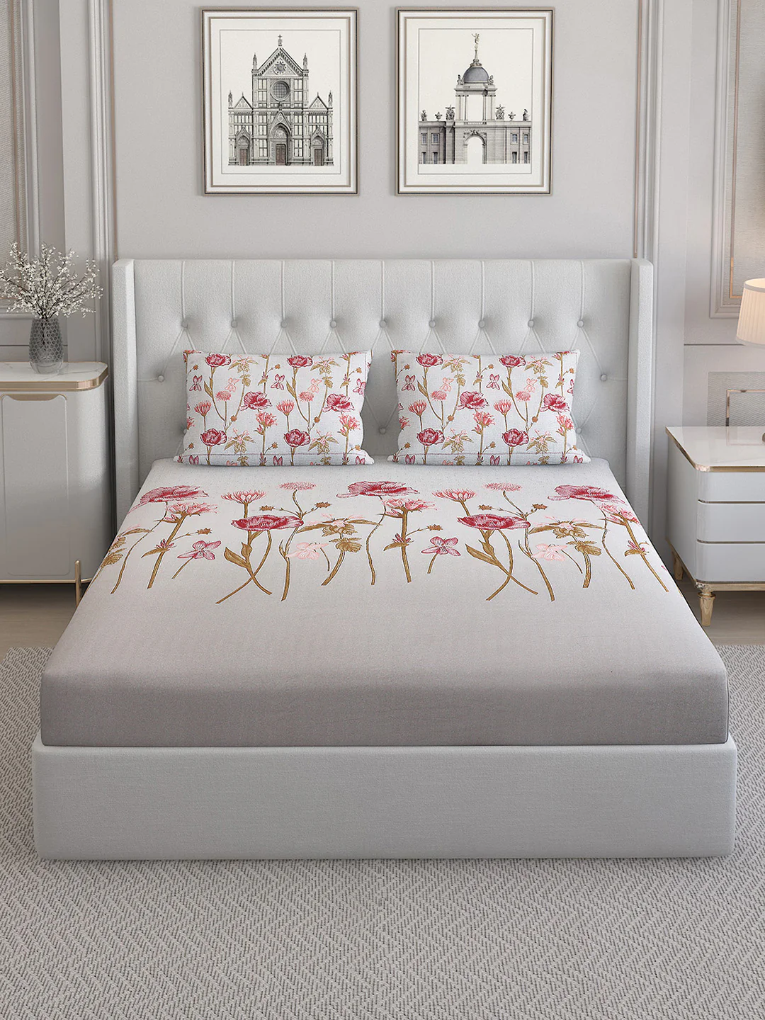 140 TC Cotton Double Bed Bedsheet with 2 Pillow Covers - Image 3