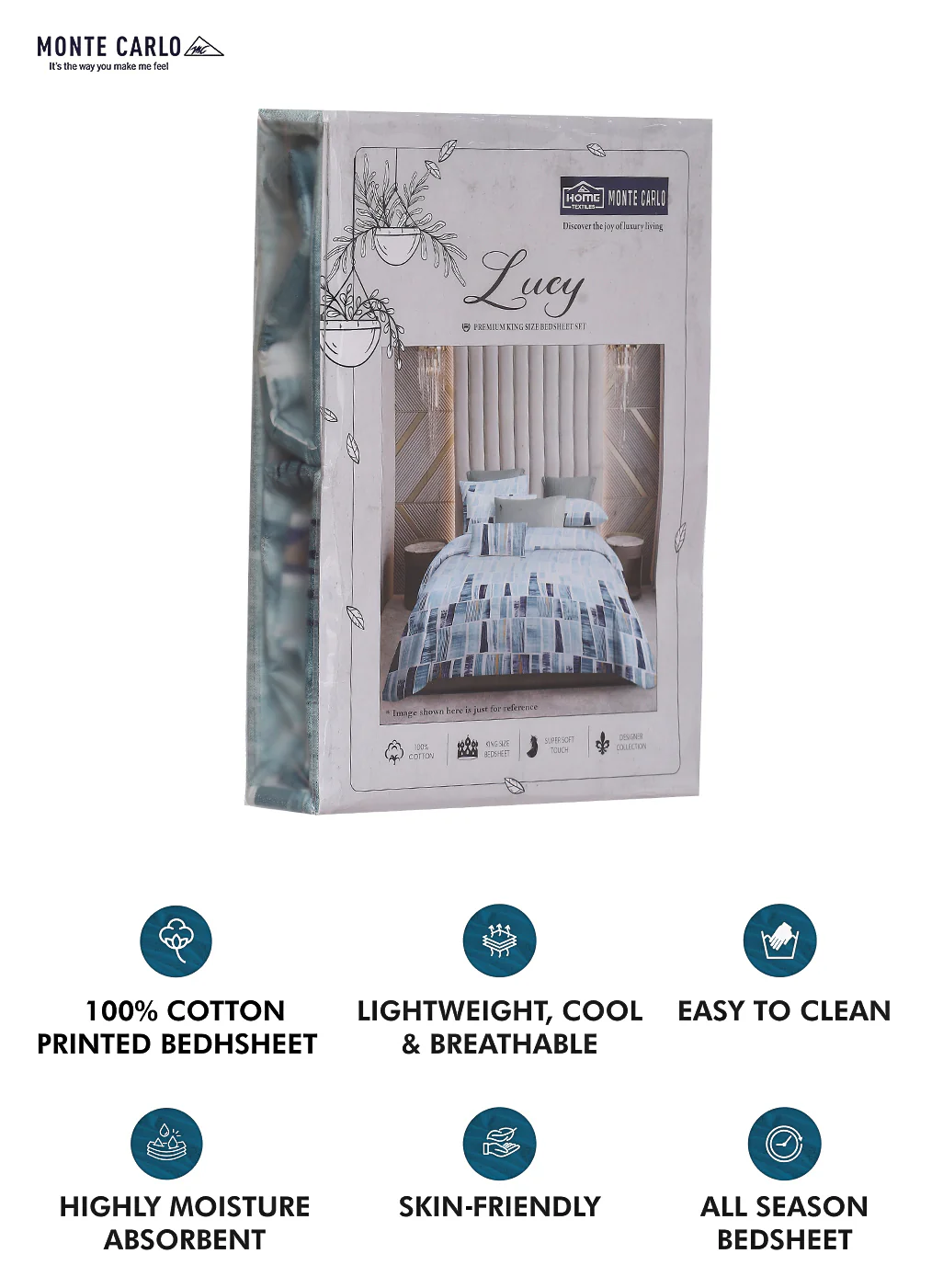 140 TC Cotton Double Bed Bedsheet with 2 Pillow Covers - Image 10