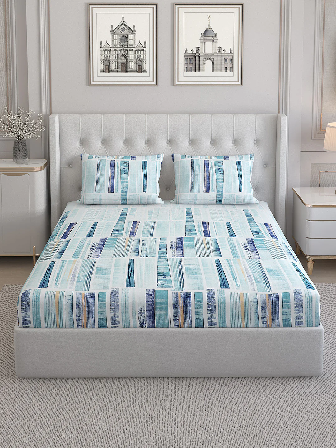 140 TC Cotton Double Bed Bedsheet with 2 Pillow Covers - Image 3