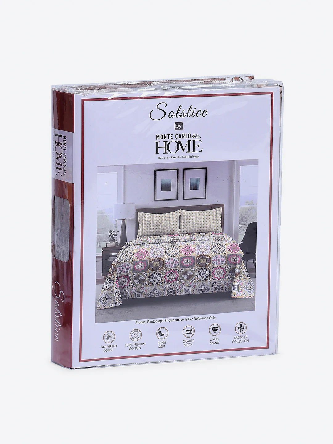 144 TC Cotton Double Bed 1 Fitted Bedsheet with 2 Pillow Cover (Solstice) - Image 10