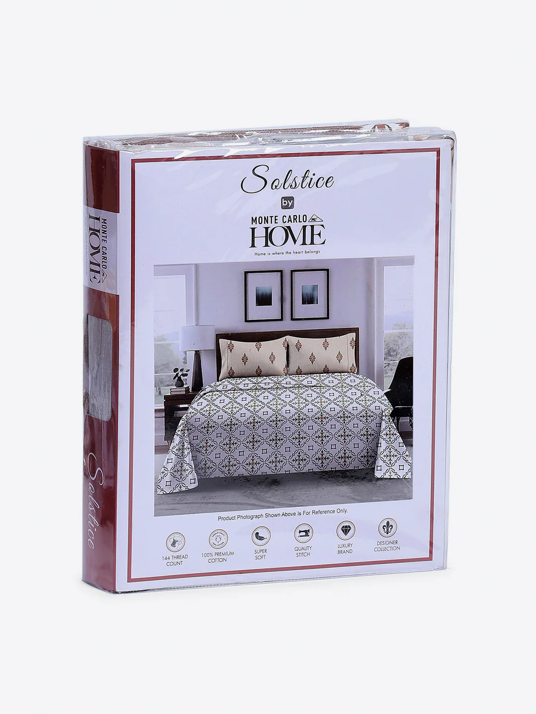 144 TC Cotton Double Bed 1 Fitted Bedsheet with 2 Pillow Cover (Solstice) - Image 10