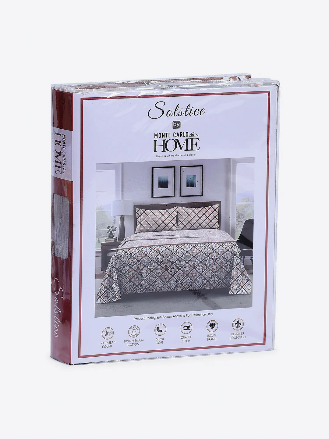 144 TC Cotton Double Bed 1 Fitted Bedsheet with 2 Pillow Cover (Solstice) - Image 10