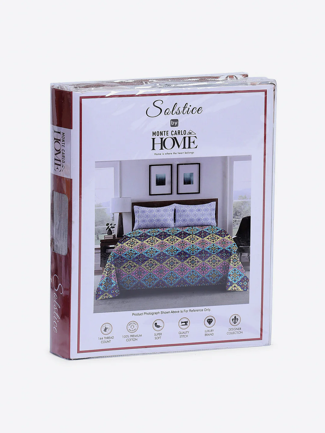144 TC Cotton Double Bed 1 Fitted Bedsheet with 2 Pillow Cover (Solstice) - Image 10